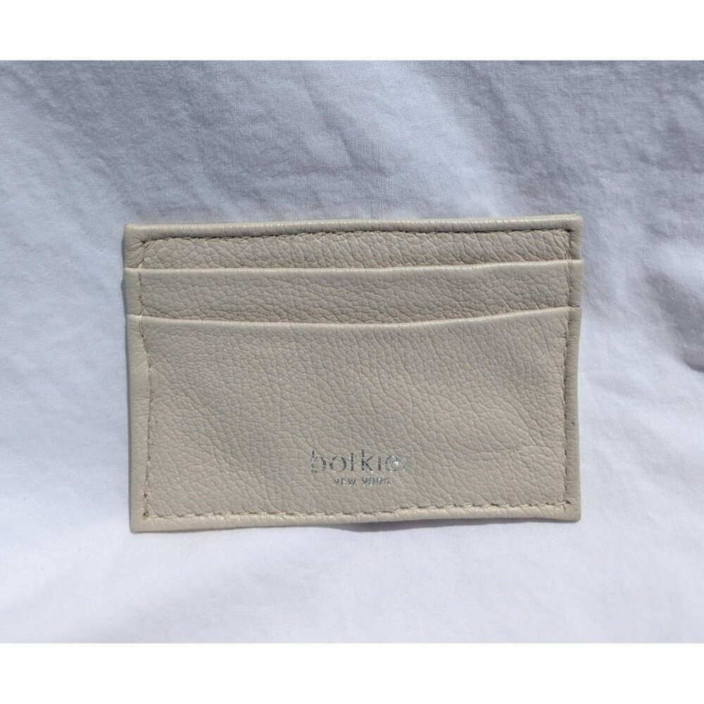 Botkier New York Card Case Holder Wallet Minimalist Cream Silver